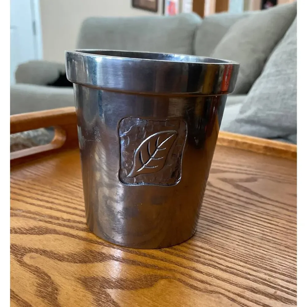 Pewter flower pot, candle holder, small
